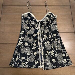 Victorias Secret Chemise Slip Womens S Black Floral Lace Slip Nightgown Lingerie